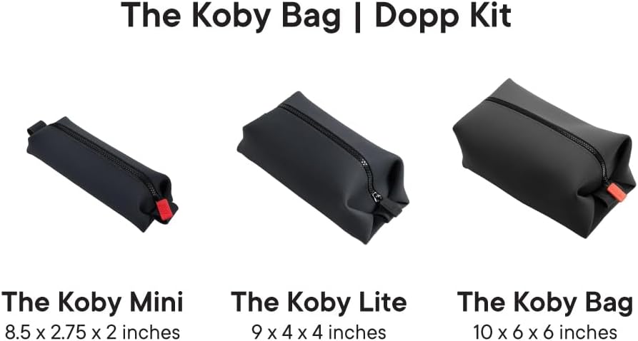 TOOLETRIES The Koby Mini Dopp Bag - Silicone Toiletry Organizer, Bathroom Travel Bag - Features Heavy-Duty Zipper, Leak Resistance, Easy to Clean - Charcoal