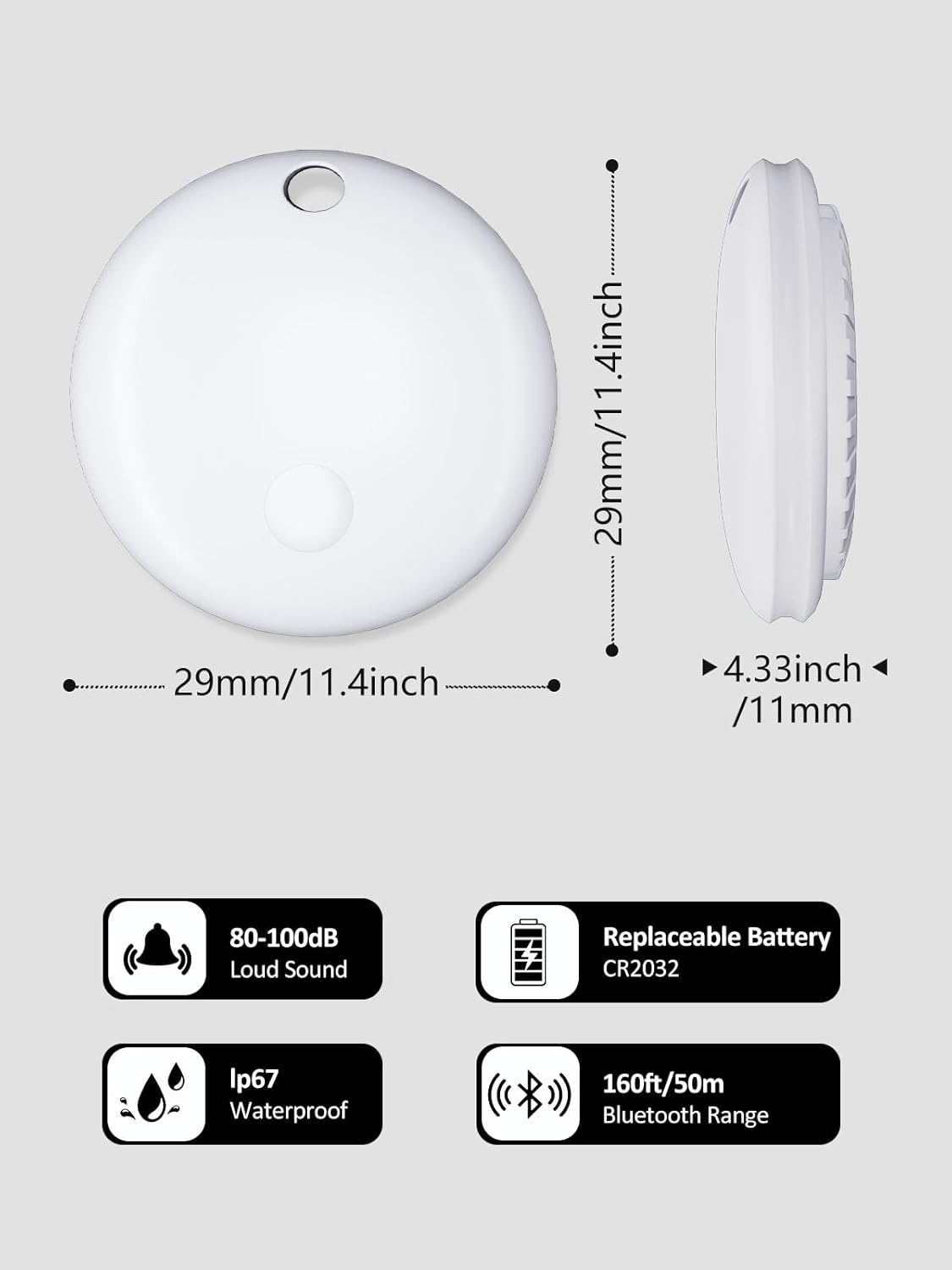 Tracker Tags, Item Finder Work with Apple Find My (iOS Only), Tracking Device Locator Smart Tag for Luggage, Keys, Wallet, Bike, Pets, Bags (White, 4 Pack)