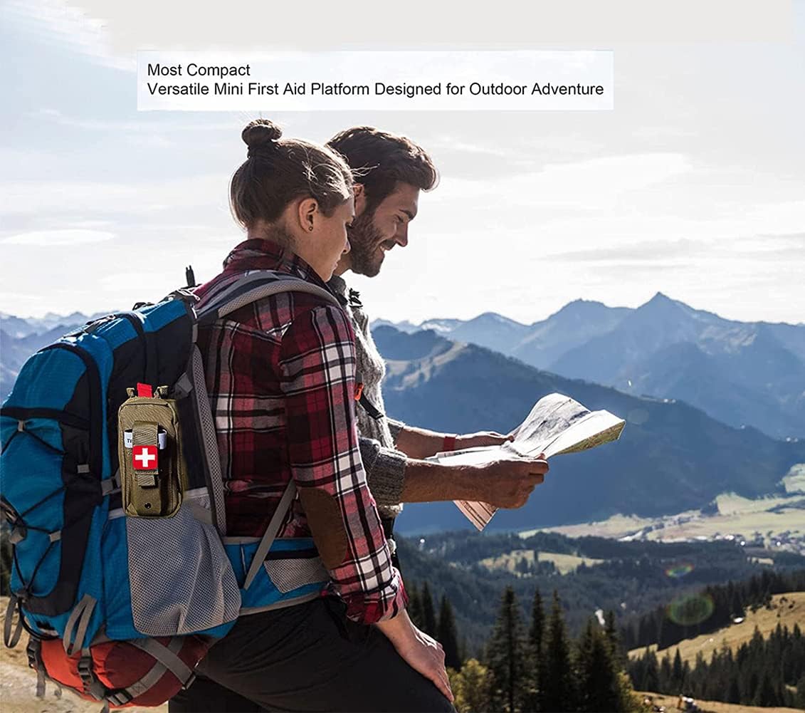 Tourniquet Pouch (Israeli Bandage + Pouch), Portable IFAK Pouch Small Trauma Medical Kit Tactical First Aid Pouch, Emergency EMT for Camping and Hiking (Tan)