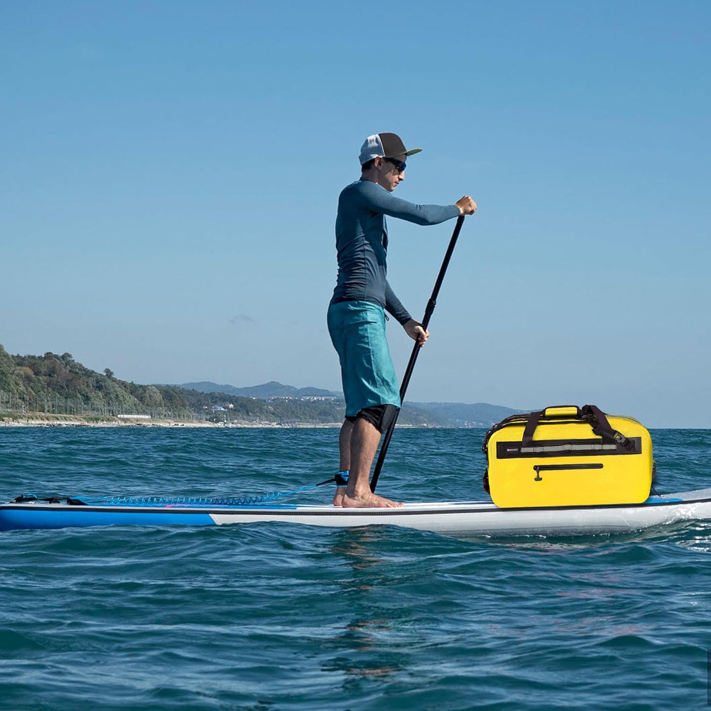 50L Waterproof Dry Duffle Bag Dry Backpack 840D TPU Heavy Duty Dry Bag,Rubber Airtight Zipper, for Kayaking,Boating,Motorcycling,Camping,Rafting,Surfing, Swimming,Fishing,Yellow