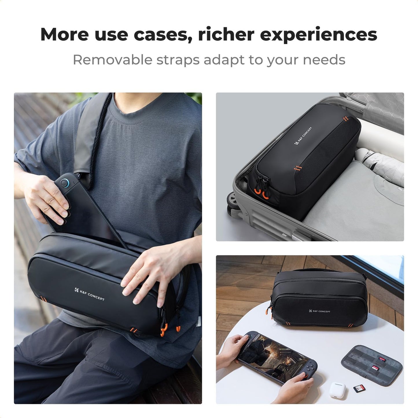 K&F CONCEPT Storage Sling Bag, Vlog Photography Camera HandBag, Portable Carrying Case for Switch 2/Steam Deck/DJI Osmo Pocket 3/Mobile 7P/GoPro/Insta360 Action Cameras & Digital Accessories