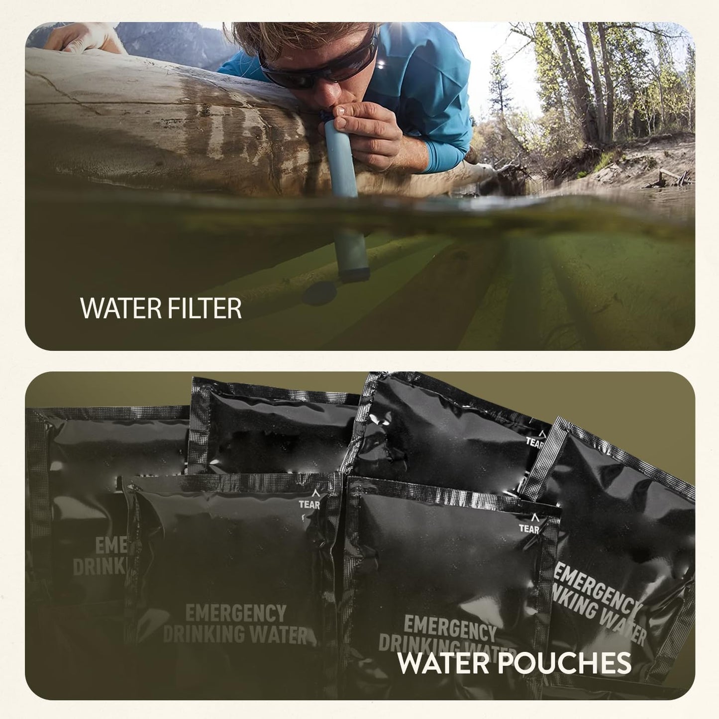 72-Hour Survival Kit | Emergency Bug Out Bag with First Aid, Water Filter, Food, Tools | 45L Tactical Backpack for Camping, Hiking, Outdoor Emergency Preparedness