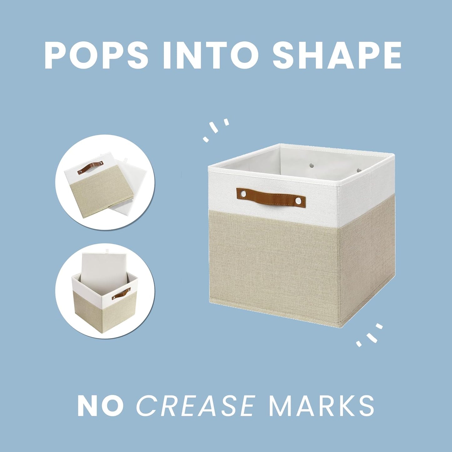 OrganiHaus 13x13 Cube Fabric Storage Bins Set of 4, Fabric Storage Cubes w/ Vegan Handles, 13 inch Collapsible Bins for Clothes & Toy Organizer, Cubbies Organizer, 13x13 Basket for Decor - Pink/White