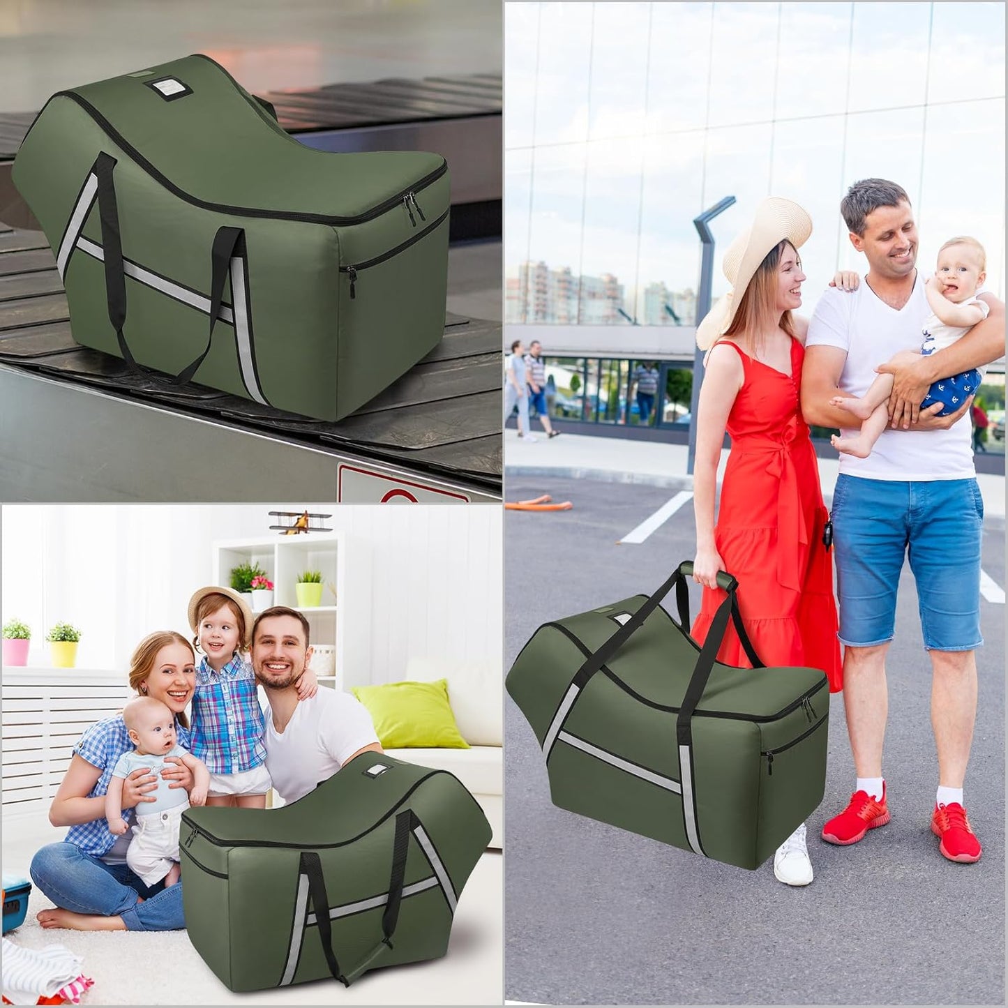 Infant Car Seat Travel Bag for Airplane Compatible with All Nuna Pipa Car Seat and Base,Chicco KeyFit 30 and Base, Padded Car Seat Bags for Air Travel,Car Seat Gate Check Bag with Side Pocket, Green