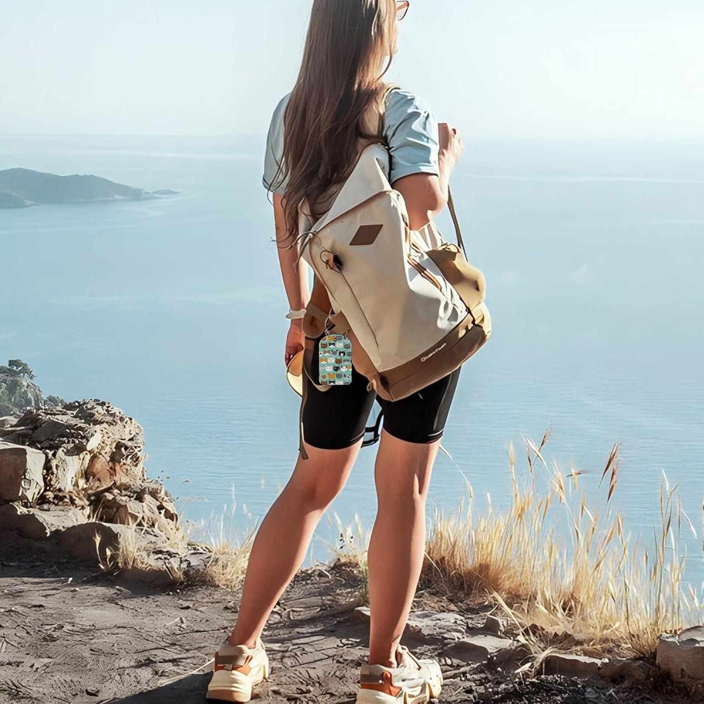 Cute Cat Animal Prints Luggage Tag for Suitcase Set of 2 PU Leather Cute Luggage Tags with Stainless Metal Loop ID Label Privacy Flap Suitcase Tags for Women and Men Travel