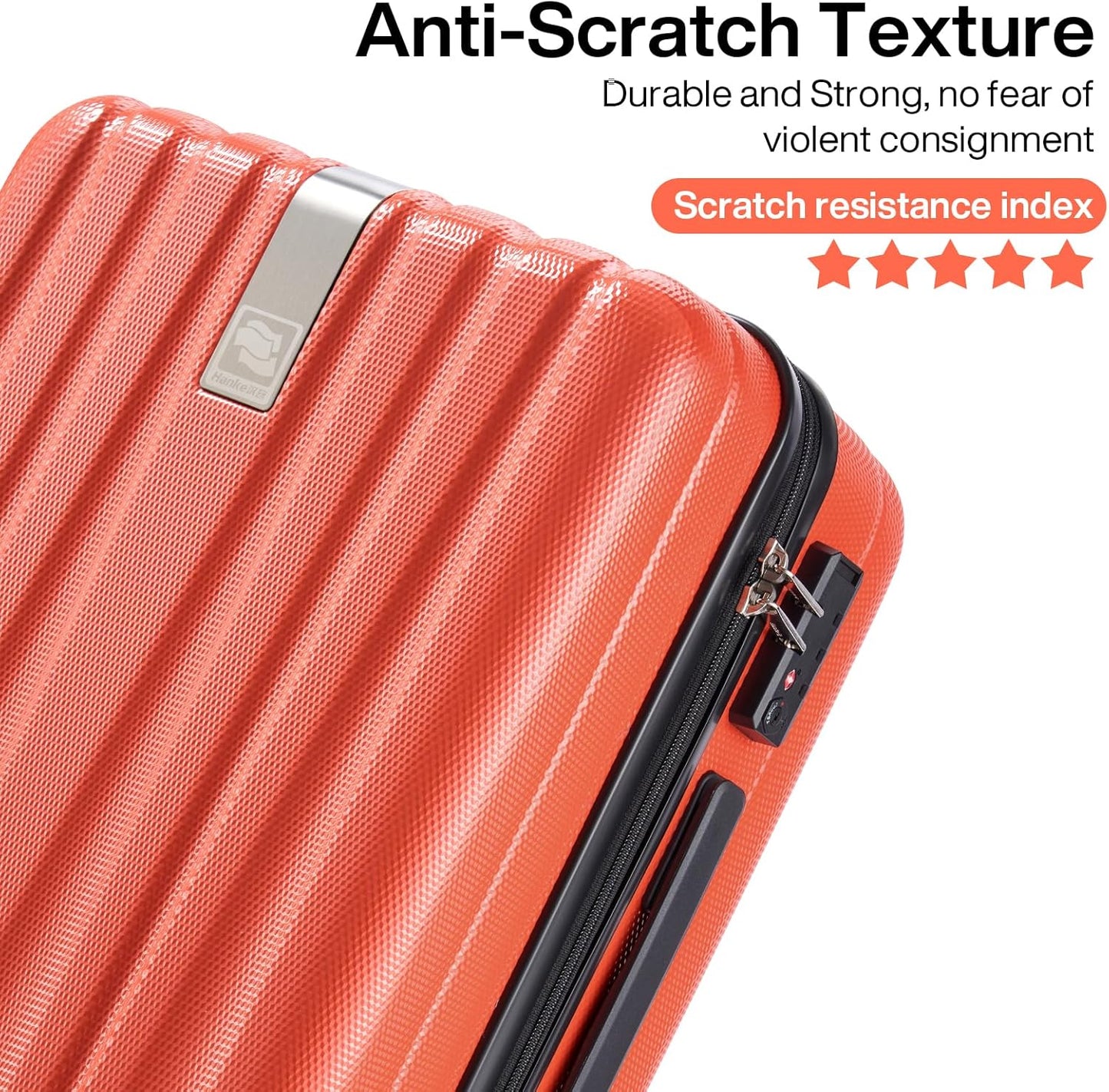 Hanke 29 Inch Luggage Suitcases With Spinner Wheels Lightweight PC hardside Rolling Suitcase With Travel Lock, Checked-Large 29-Inch Christmas Gifts for Birthday (Orange)