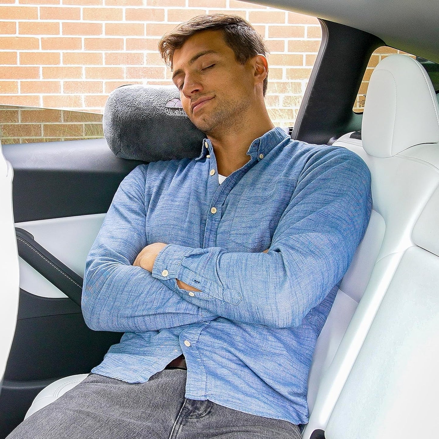 BlueHills Travel Blanket Pillow Rolled Premium Soft Plush Airplane Throw Traveling Essentials Compact in a Bag 70 X 48 inches for Long Plane Flight Portable Lightweight Grey Gray R01