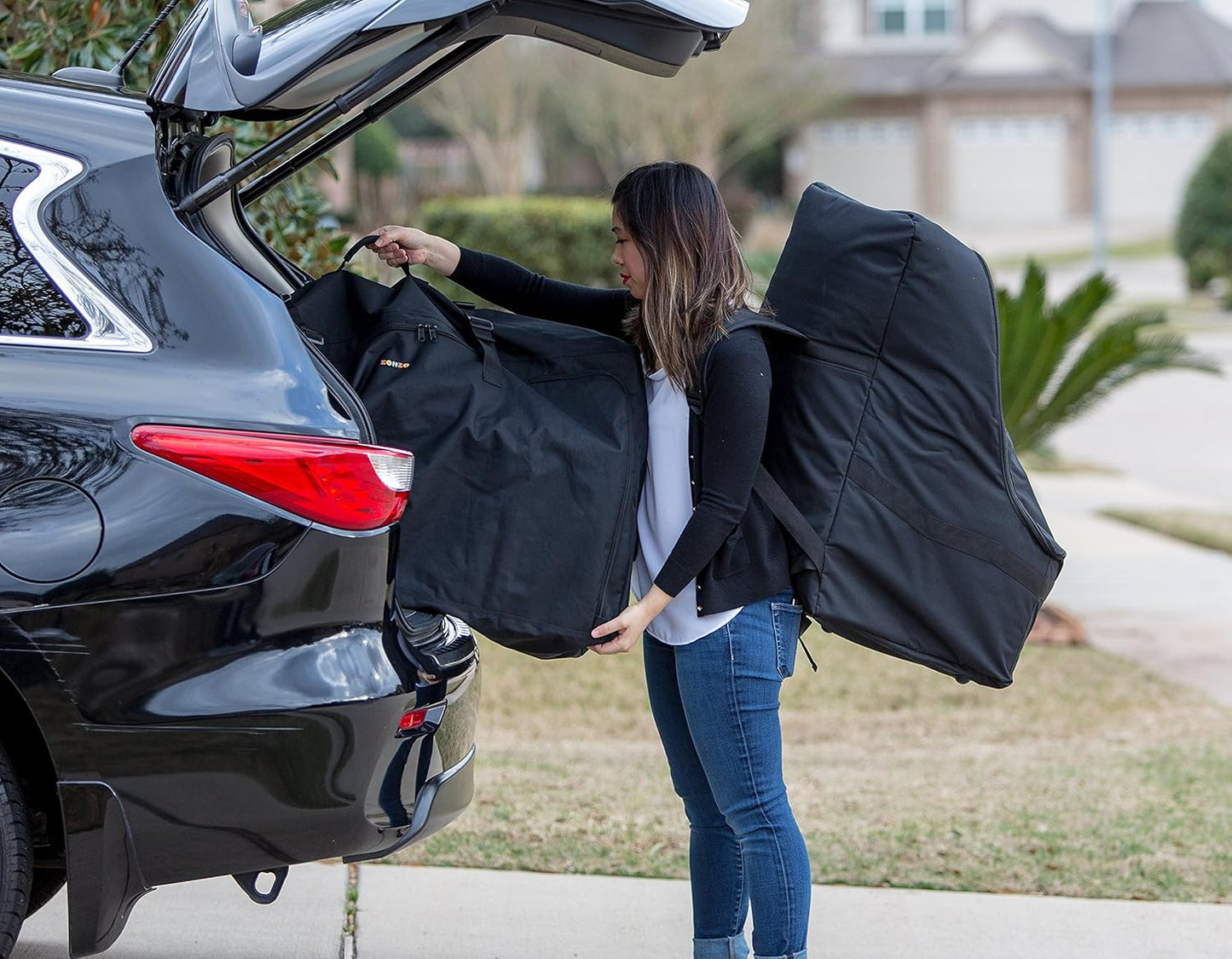 Car Seat Travel Bag — Adjustable, Padded Backpack for Car Seats — Car Seat Travel Tote (Gray with Black Trim)