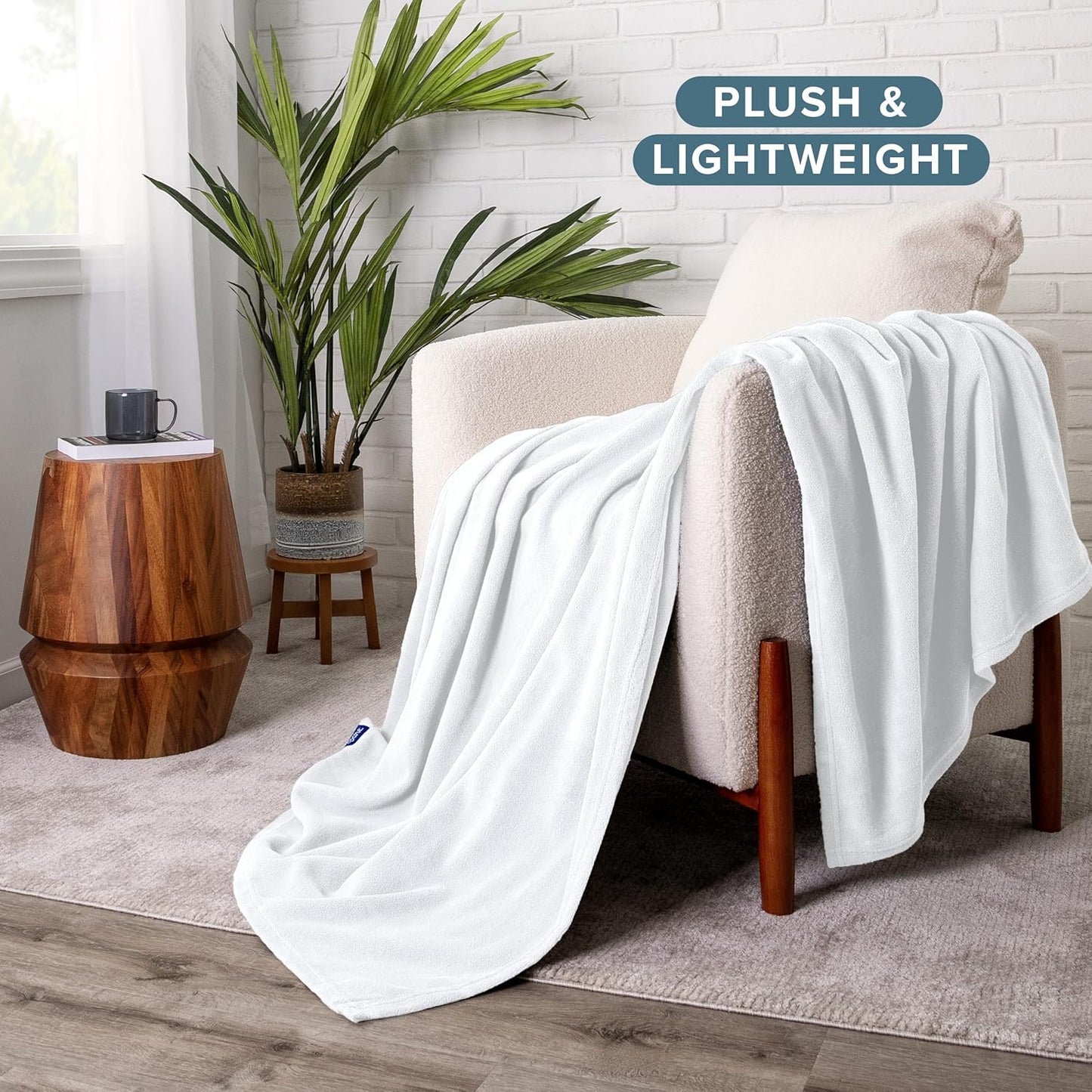 Bare Home Polar Fleece Blanket - White - Warm & Cozy - Premium Fleece - Throw for Bed, Sofa, Camping, Travel and Cold Nights - Lightweight Blanket (Twin/Twin XL, White)