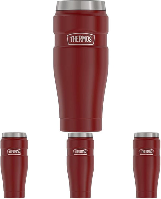 THERMOS Stainless King Vacuum-Insulated Travel Tumbler, 16 Ounce, Rustic Red (Pack of 4)