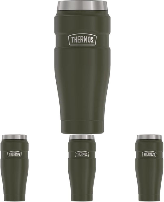 THERMOS Stainless King Vacuum-Insulated Travel Tumbler, 16 Ounce, Army Green (Pack of 4)