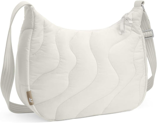 tomtoc 9L Puffer Sling Crossbody Bag for Women Trendy, Nylon Quilted Crescent Shoulder Bag Purses for 11-inch iPad Air/Pro & Nintendo Switch 2, Puffy Travel Hobo Handbag with Organized Inner Pockets