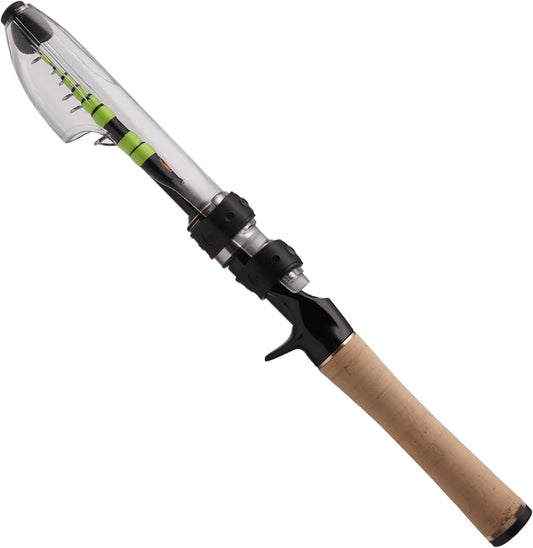 PURELURE Fishing Rod Telescopic, Carbon Fiber Spinning Casting Travel Rod, Spare Solid Carbon Tip, 3A Cork Handle, ABS Metal Reel Seat, Floating Guide Ultralight Portable Fishing Pole