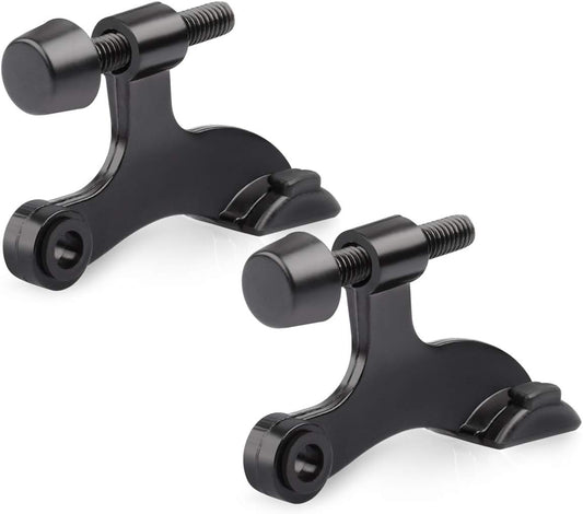 HOMOTEK 2 Pack Hinge Pin Black Door Stopper,Adjustable Deluxe Heavy Duty Door Stopper 2-1/2"x1-3/4”,with Black Rubber Bumper Tips