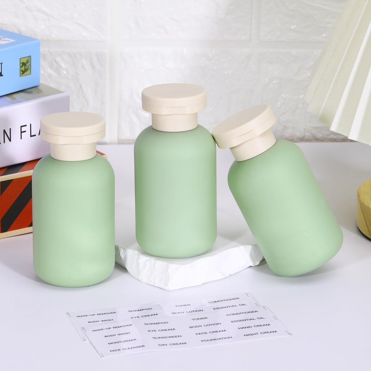 3.4 oz Plastic Small Travel Shampoo Bottles, Refillable Flip Cap Squeeze Bottles for Toiletries, Leakage-proof Travel Shampoo and Conditioner Container (8 pack)