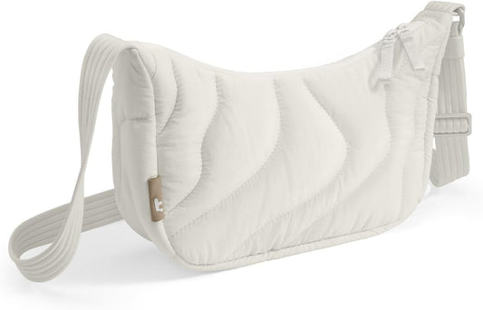 tomtoc 3.5L Puffer Sling Crossbody Bag for Women Trendy, Nylon Quilted Crescent Shoulder Bag Purses for Cellphone and Daily Essentials, Puffy Travel Hobo Handbag with Adjustable Strap & Inner Pockets