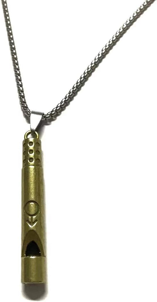 Emergency Survival Whistle Pendant Necklace for Men Women, Titanium Steel Loud Coach Whistle Necklace with Chain, Portable Keychain Whistle for Life Saving, Hiking, Camping and Pet Training