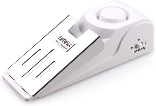 EMDMAK Door Stop Alarm with 120DB Siren Door Stop for Home & Travel (White) (Pack of 1)