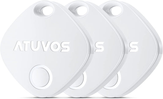 ATUVOS Air Tracker Tags-3 Pack, Bluetooth Luggage Tracker Works with Apple Find My APP (iOS Only, Not for Android), Keys Finder and Item Locator for Luggage, Backpack, Suitcases, Replaceable Battery