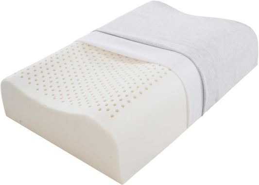 Nature Latex Foam Pillows, Cervical Pillow for Neck and Shoulder Pain Relief, Ergonomic Contour Bed Pillow, Soft for Side Sleep Stomach Sleeping and Back Sleeper(23.6"×15.7"×3.7"/4.5")