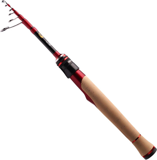 PURELURE Fishing Rod Telescopic, Carbon Fiber Spinning Casting Travel Rod, Spare Solid Carbon Tip, 3A Cork Handle, ABS Metal Reel Seat, Floating Guide Ultralight Portable Fishing Pole