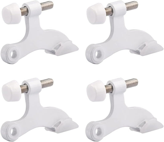 HOMOTEK 4 Pack Hinge Pin White Door Stopper,Adjustable Deluxe Heavy Duty Door Stopper 2-1/2"x1-3/4”,with White Rubber Bumper Tips