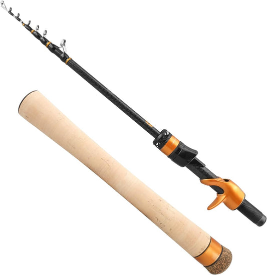 PURELURE Travel Telescopic Fishing Rods, Short Collapsible Fishing Pole Spinning Casting, 24+30 Ton Carbon Fiber, GUJI New O-Ring, Detachable Cork Handle, Multi-Action Guide Ring System