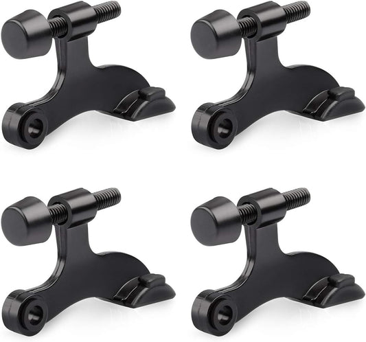 HOMOTEK 4 Pack Hinge Pin Black Door Stopper,Adjustable Deluxe Heavy Duty Door Stopper 2-1/2"x1-3/4”,with Black Rubber Bumper Tips