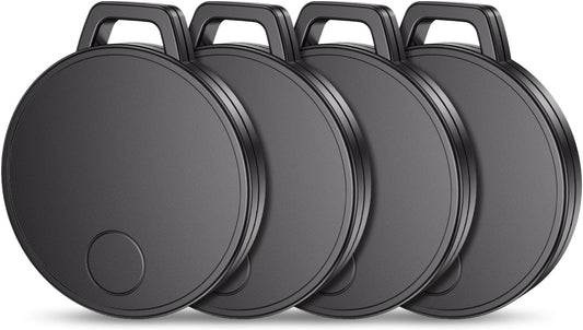 Keys Finder, Bluetooth Tracker and Item Locator for Keys, Bags, and More; Android and iOS Compatible, Phone Finder, Water Resistance, Replaceable Battery, 4-Pack