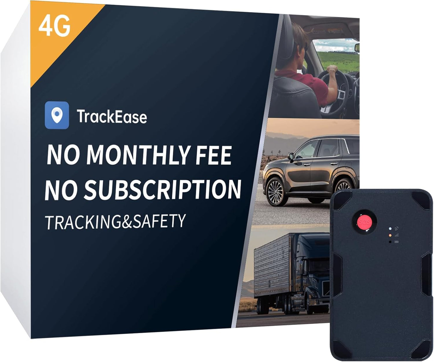 GPS Tracker for Vehicles, No Monthly Fee, No Subscription, Long Battery Life, 4G SIM Card and Data Included, Trip History, GeoFence, Driving Alerts, Magnectic