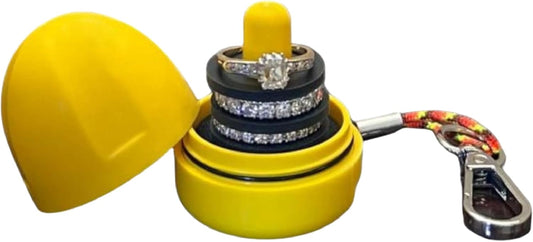 RING THING - Ring Holder Keychain, Jewelry Organizer and Storage, Portable Waterproof Ring Holder, Pill Box Keychain Container, Gym Accessory, and Travel Ring Case (Daisy Yellow)