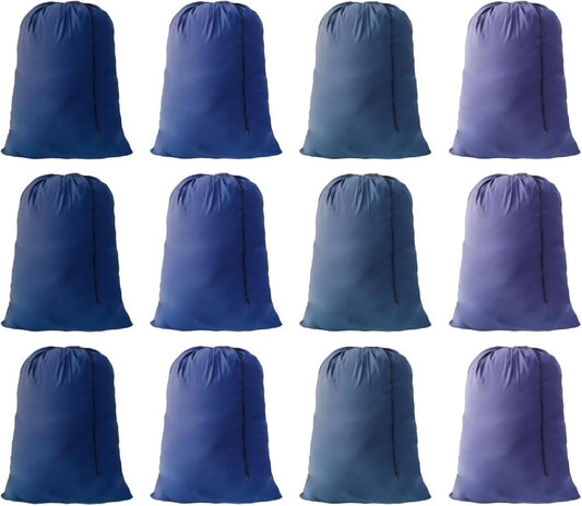Extra Large Laundry Bag Blue 30"x40" Dirty Clothes Organizer with Drawstring Closure for college, dorm and apartment dwellers Home Dorm Travel Basket (12PCS Blue)