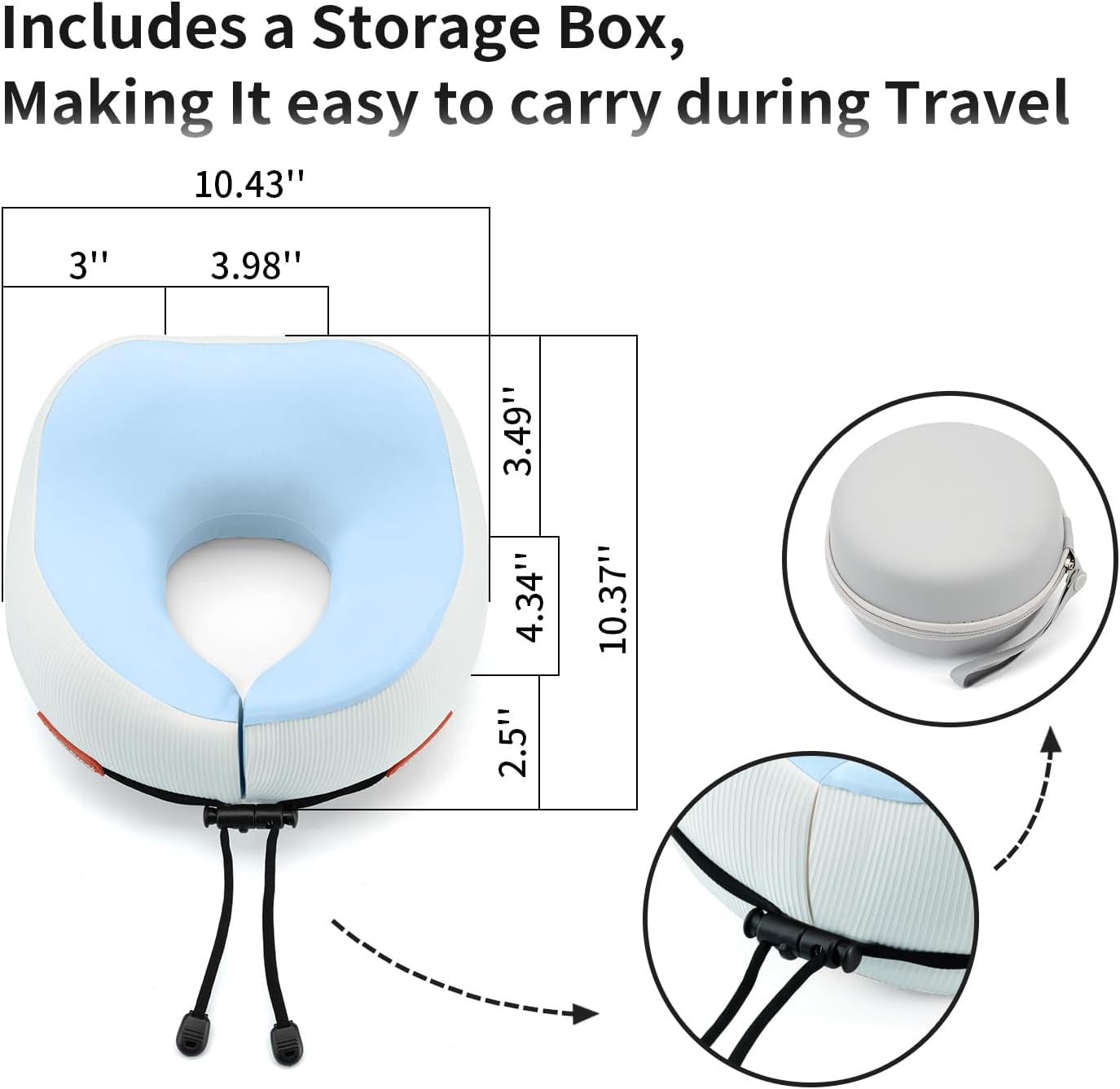 Thickened Travel Neck Pillow for Airplanes for Women, Adjustable Right Amount of Height 360° Support Memory Foam Neck Pillow, Portable Plane Pillow for Sleeping