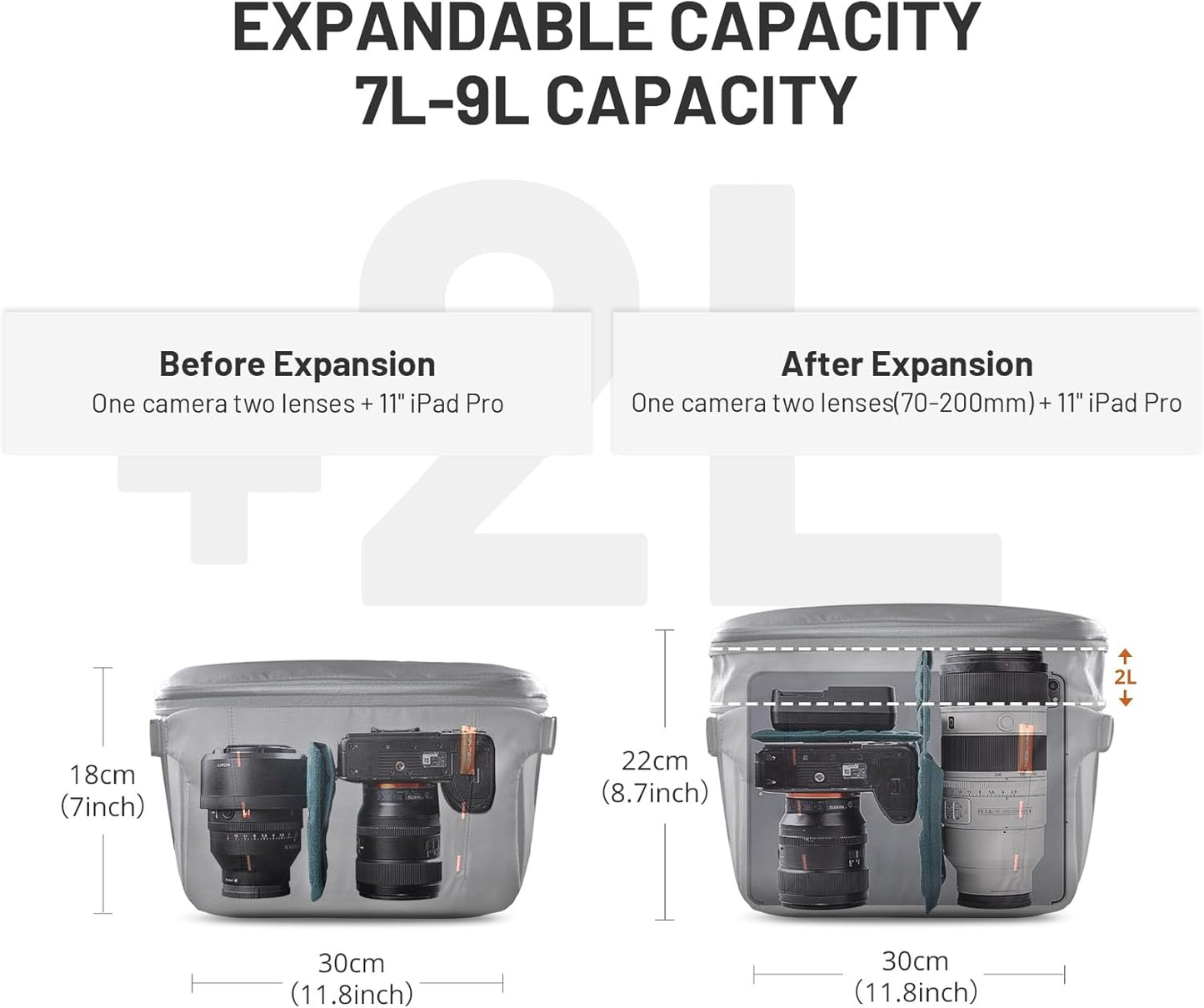 PGYTECH OneMo Sling Camera Bag 7L-9L, waterproof Crossbody Camera Shoulder Bag for Photographers Travel, DSLR Camera Bag for Sony/Canon/Nikon/DJI Mavic/Mirrorless/Tripod/Laptop