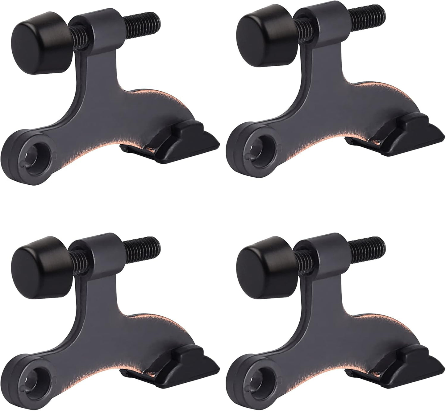 HOMOTEK 4 Pack Hinge Pin Oil Rubbed Bronze Door Stopper,Adjustable Deluxe Heavy Duty Door Stopper 2-1/2"x1-3/4”,with Black Rubber Bumper Tips