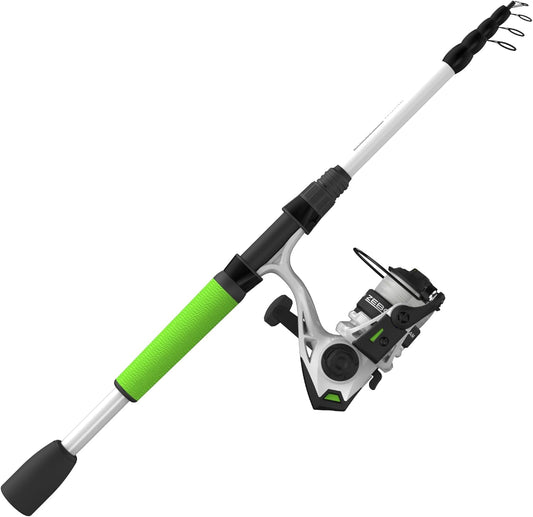 Zebco Roam Telescopic Fishing Rod and Spinning or Spincast Fishing Reel Combo, Durable 6-Foot Fiberglass Rod with ComfortGrip Handle, Pre-spooled with Zebco Cajun Fishing Line