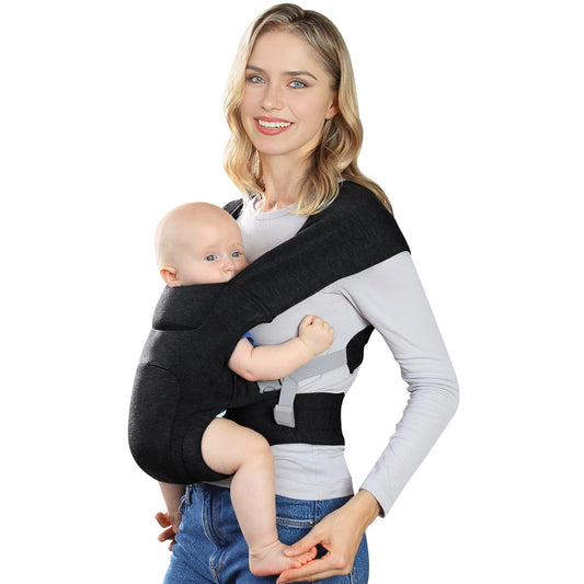 Newborn Carrier, Cozy Baby Carrier, Ergonomic Cross-Back Wrap, Hands-Free with Supportive Comfort, Black