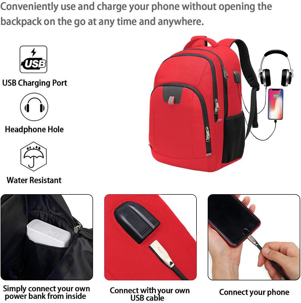 Laptop Backpack for Men, Large Anti-Theft Business Travel Backpack with USB Charging Port, Water Resistant College School Computer Bag for Men/Women for 17 Inch Laptop and Notebook