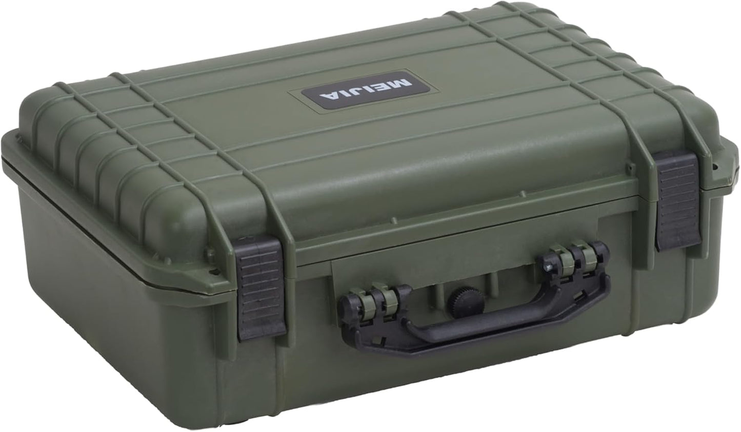 MEIJIA All Weather Portable IP67 Waterproof Protective Case, Hard Camera Case with customizable foam, Perfectly Protection of Camera, Drones,Pistols,Lens,Equipments,18.5 x14.06x6.93inches (Green)