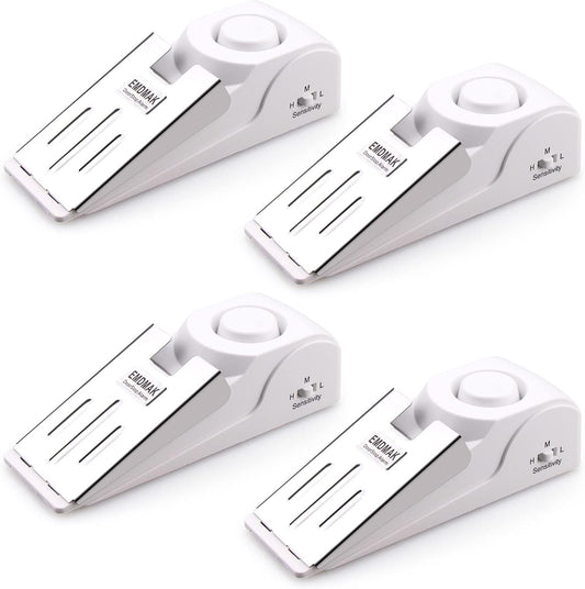 EMDMAK Door Stop Alarm with 120DB Siren Door Stop for Home & Travel (White) (Pack of 4)