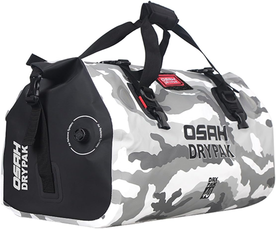 Waterproof Duffel& Luggage Bag - Motorcycle Dry Bag Tail Saddle Bags with Roll Top Closure,Large Storage Space,for Camping, Kayaking, Fishing & Traveling(Sky, 40L)