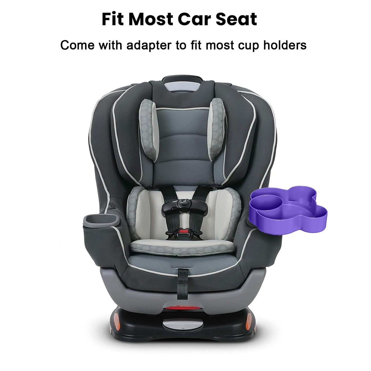 BlueOrigin Car Seat Snack Tray - Travel Tray for Kids Car Seat, Stroller, Booster and Anywhere with a Cup Holder, Toddler Road Trip Essentials Food Plate for Snacks, Toys, Entertainment (Purple)