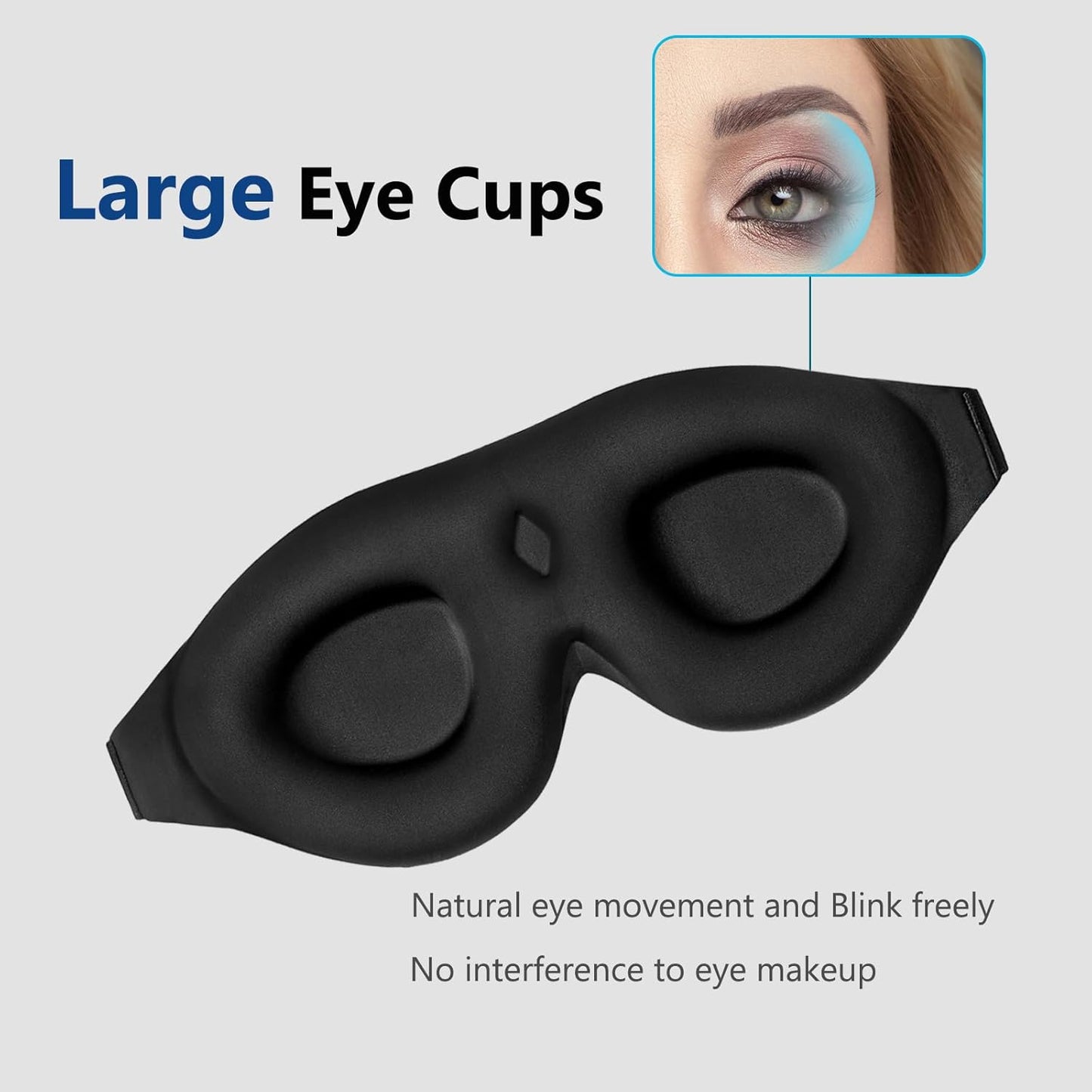 ALASKA BEAR Sleep Mask Women Men with Molded Eye Cups, Well-Contoured 3 D Extra-Plush Soft Memory Foam Blackout Eye Mask Zero Pressure on Eyelids & Eyelashes w Earplugs Set - Silent Night Stars