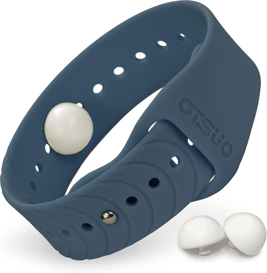 Nausea Relief Wristband for Motion and Sea Sickness | Anti-Nausea Acupressure Bands for Morning Sickness | Sea Bands for Motion Sickness Relief. (Steel Blue)