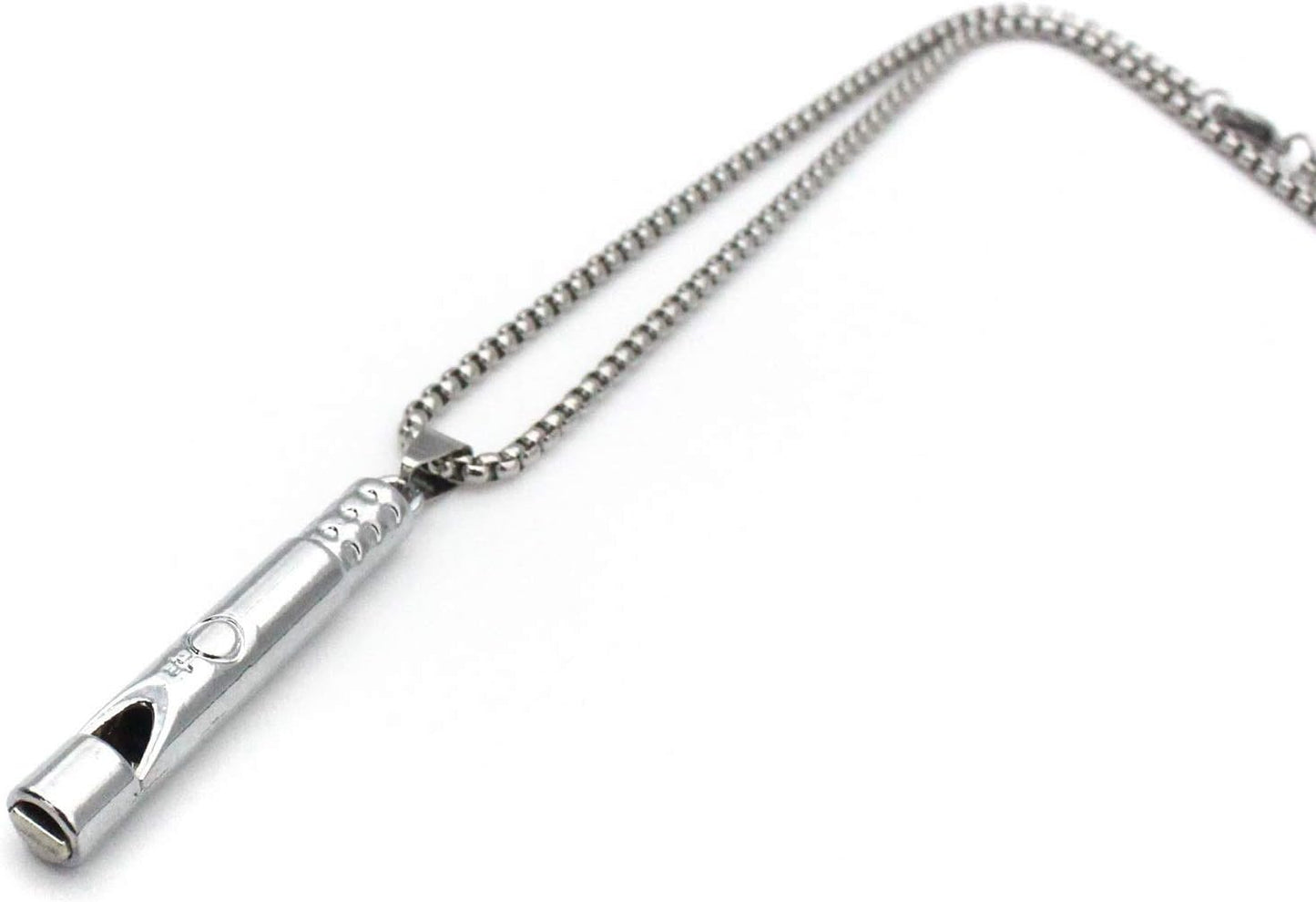 Emergency Survival Whistle Pendant Necklace for Men Women, Titanium Steel Loud Coach Whistle Necklace with Chain, Portable Keychain Whistle for Life Saving, Hiking, Camping and Pet Training