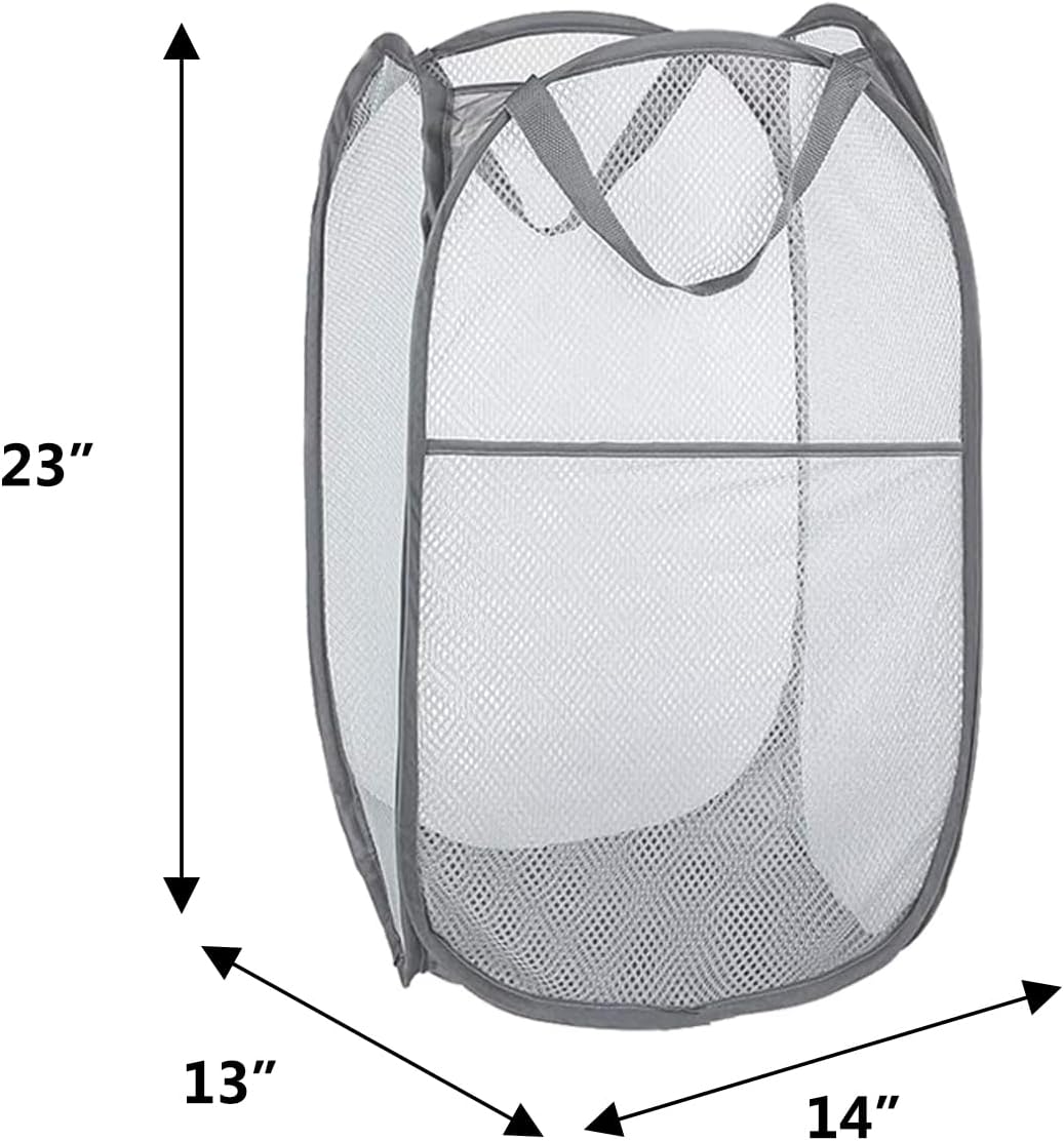 Extra Large Laundry Bags 6 Pack with 1 Pack Pop Up Hamper, Varied Colors Travel Laundry Bags 30"x40", Foldable Mesh Laundry Basket, for college dorm and apartment dwellers (7PCS)