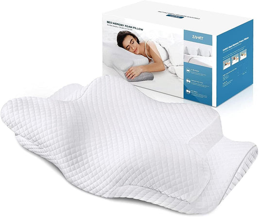 ZAMAT Adjustable Cervical Memory Foam Pillow, Odorless Neck Pillows for Pain Relief, Orthopedic Pillows for Sleeping with Cooling Pillowcase, Bed Support Pillow for Side, Back, Stomach Sleeper