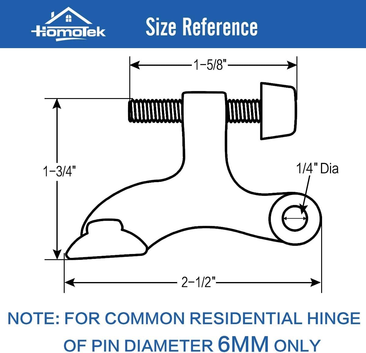 HOMOTEK 24 Pack Hinge Pin Oil Rubbed Bronze Door Stopper,Adjustable Deluxe Heavy Duty Door Stopper 2-1/2"x1-3/4”,with Black Rubber Bumper Tips