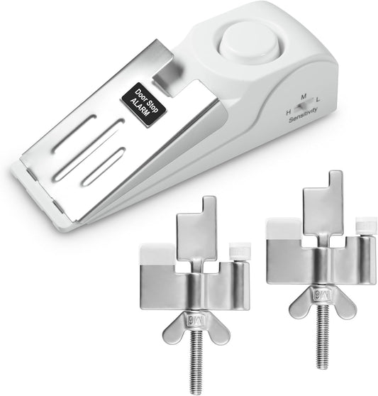 Door Stop Alarm and Adjustable Portable Door Lock Provide Double Security for Home, Hotel and Traveling (2 Door Lock + 1 Door Stop)