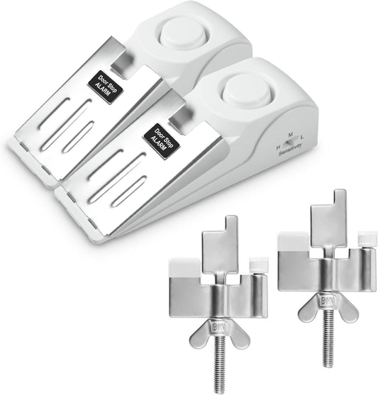Door Stop Alarm and Adjustable Portable Door Lock Provide Double Security for Home, Hotel and Traveling (2 Door Lock + 2 Door Stop)